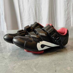 Peleton Clip In Cycling Shoes Black Red White Sz 38 Women 6.5